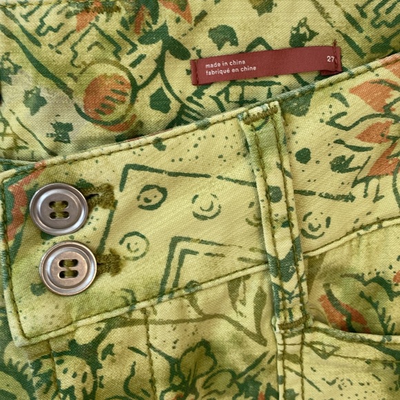 Pilcro Anthropologie Pants The Wanderer Low Rise Green Floral Size 27 - Picture 5 of 11
